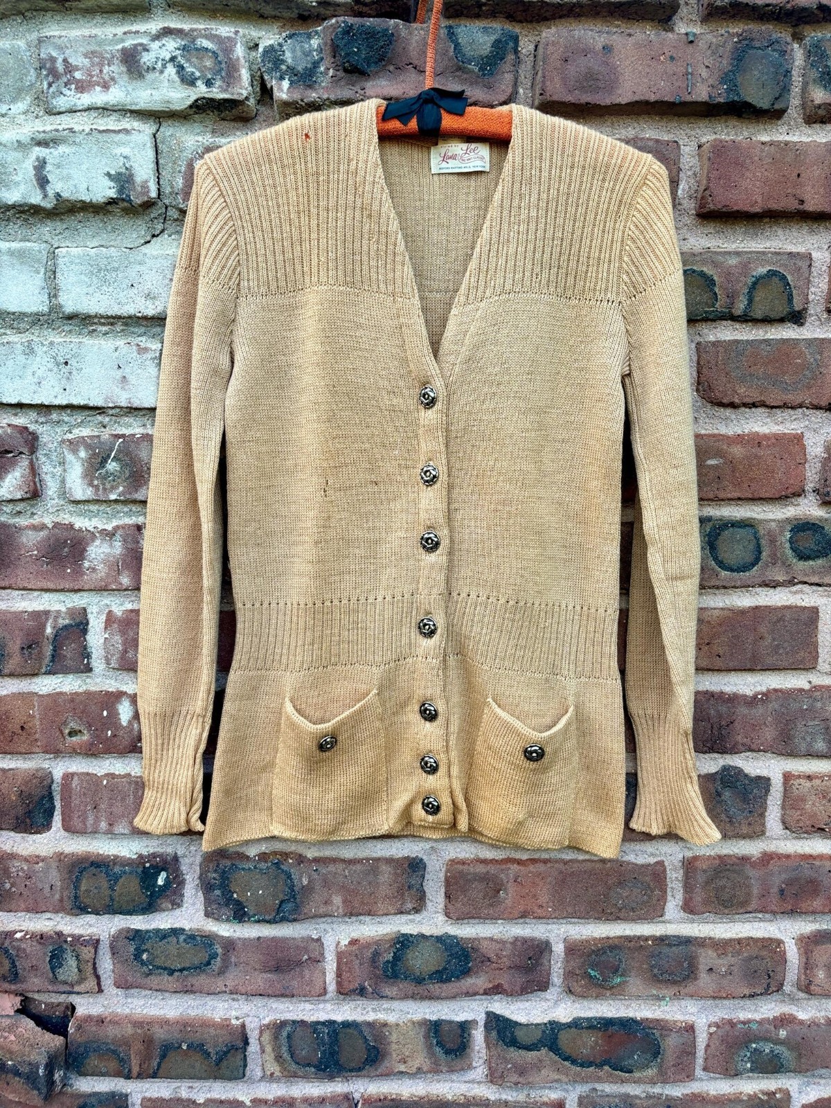 Vintage 1940s Deadstock Wool Cardigan Sweater Lana Lee V Neck Small Medium
