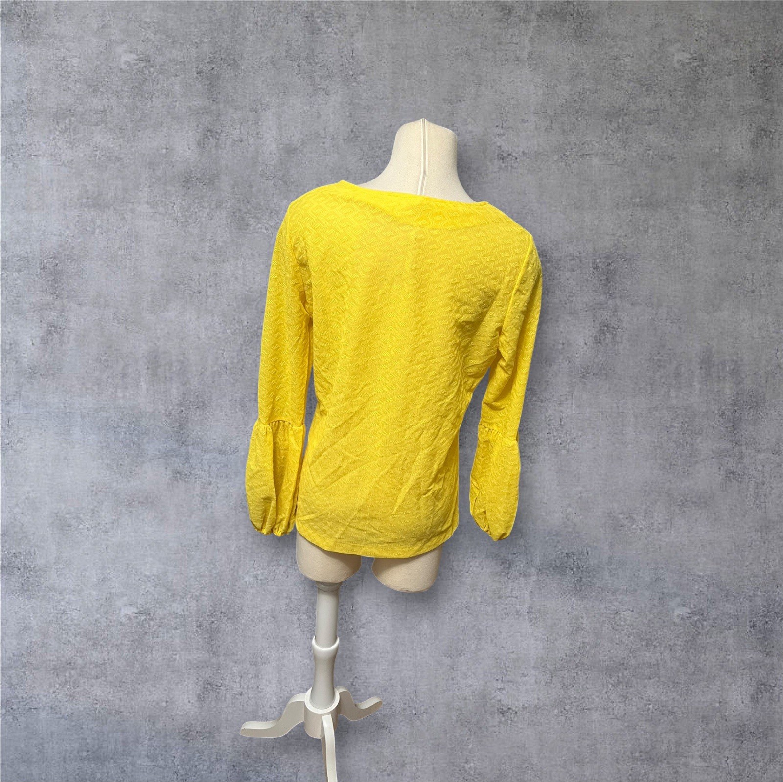 Deadstock Vintage Sz 38 Lerner Shops Yellow Long Puff Sleeve Top