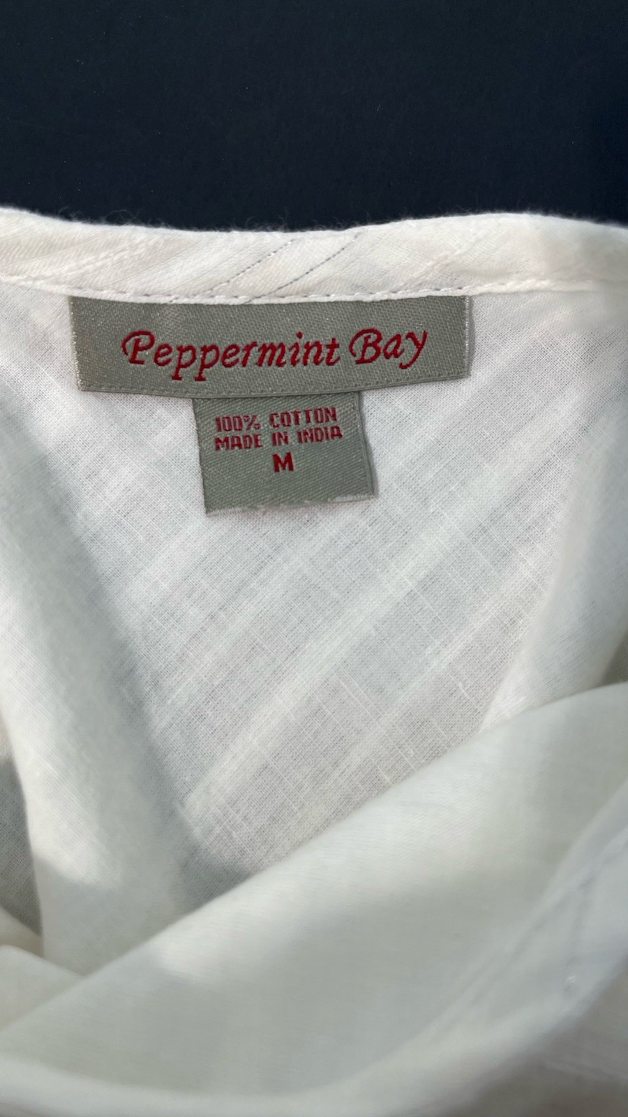 Peppermint Bay (Sz M) White Maxi Dress Trumpet Hem Sleeveless 100% Cotton