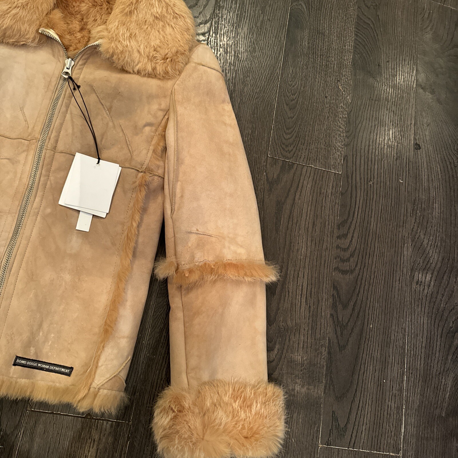 NWT Suede Leather Shearling Jacket Women Size XS Possibly Reversible