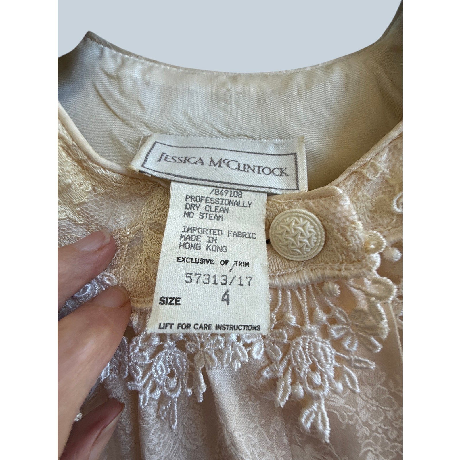 Jessica McClintock 70s Vintage Champagne Silk Lace Bridal Suit 4 Bridgerton