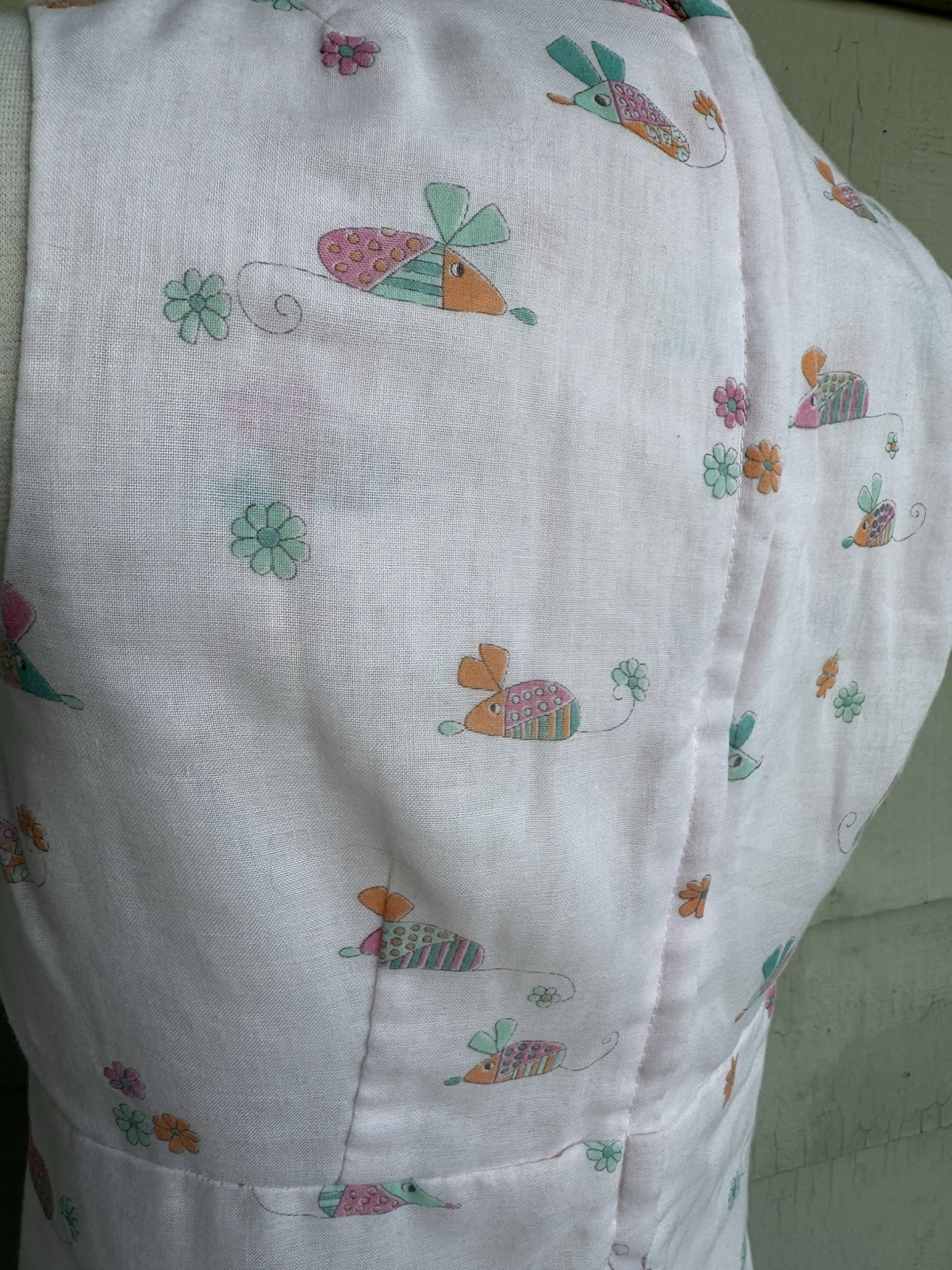 Vtg 70’s Terri Petites Mini Dress Pink Pastel Mouse Flower Print Junior 13 Wmn S