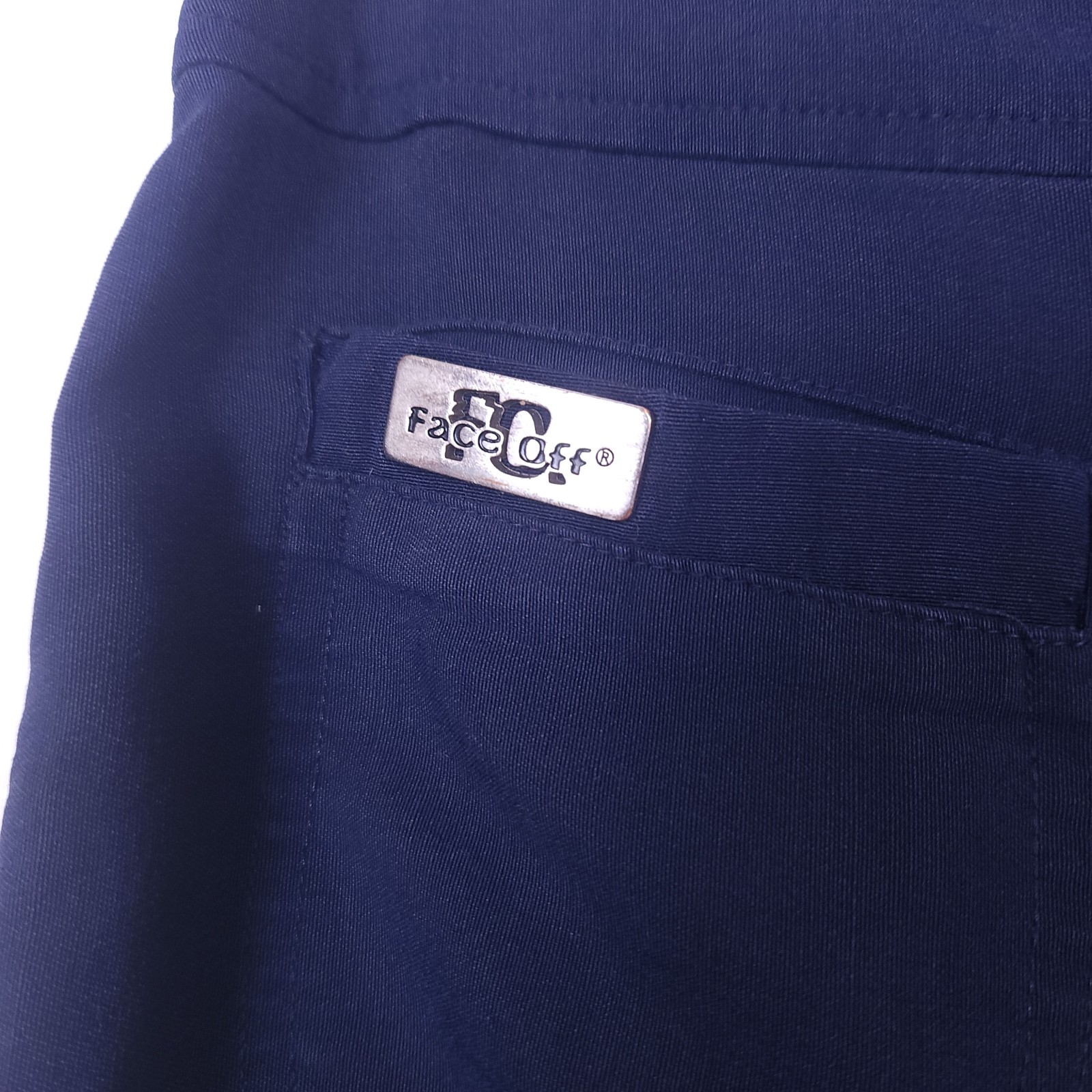 Face Off Y2K Flared Low Rise Blue Pants 10 Stretch Bell Bottoms Cyber punk Rave