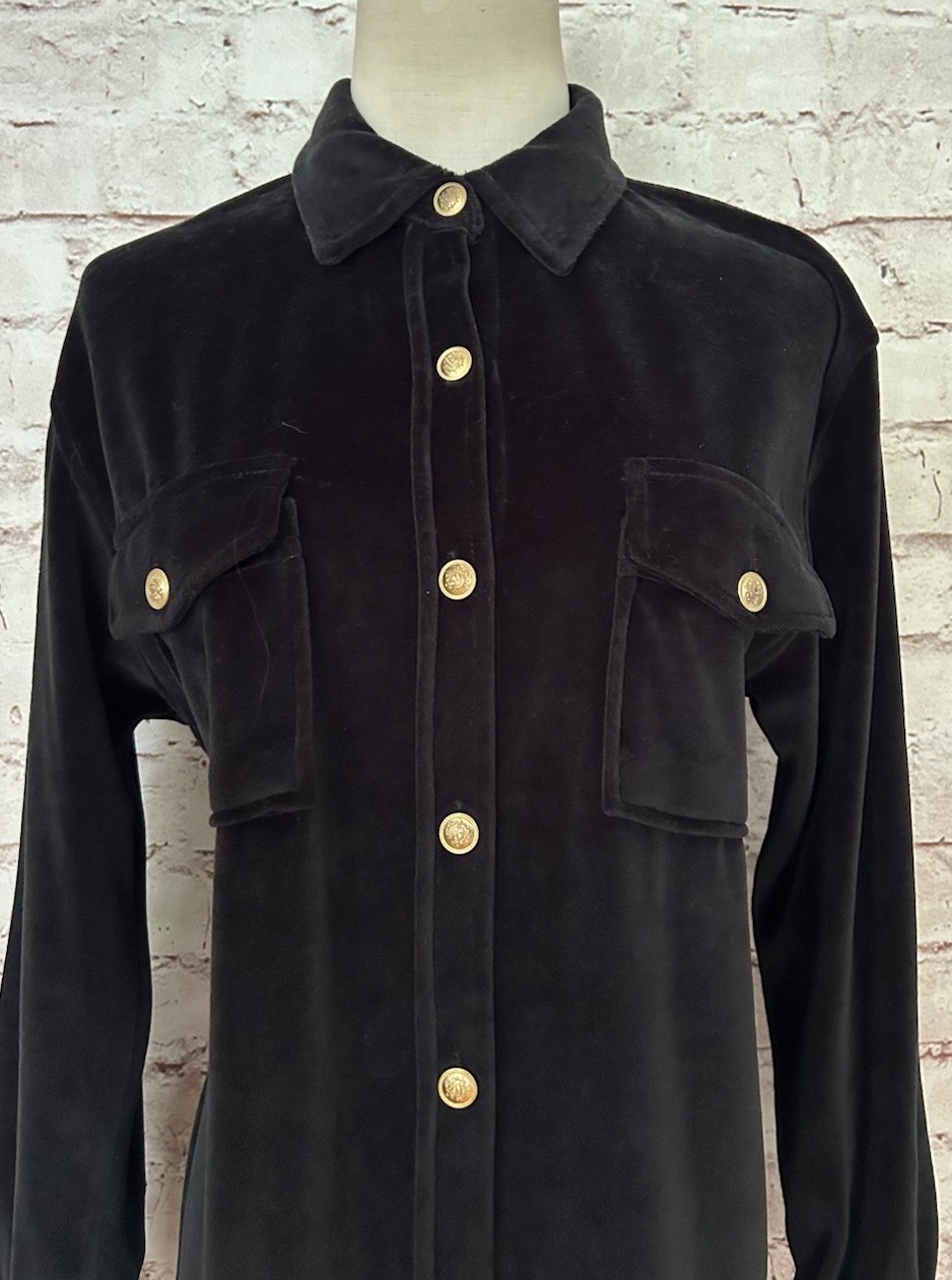 Jones New York Shirt Dress Women *M/L Petite Vintage Velvet 90’s Goth