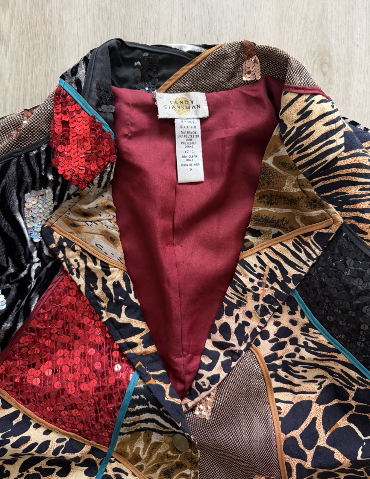 Vintage Sandy Starkman Mixed-Media Wearable Art Animal Prints Sz S