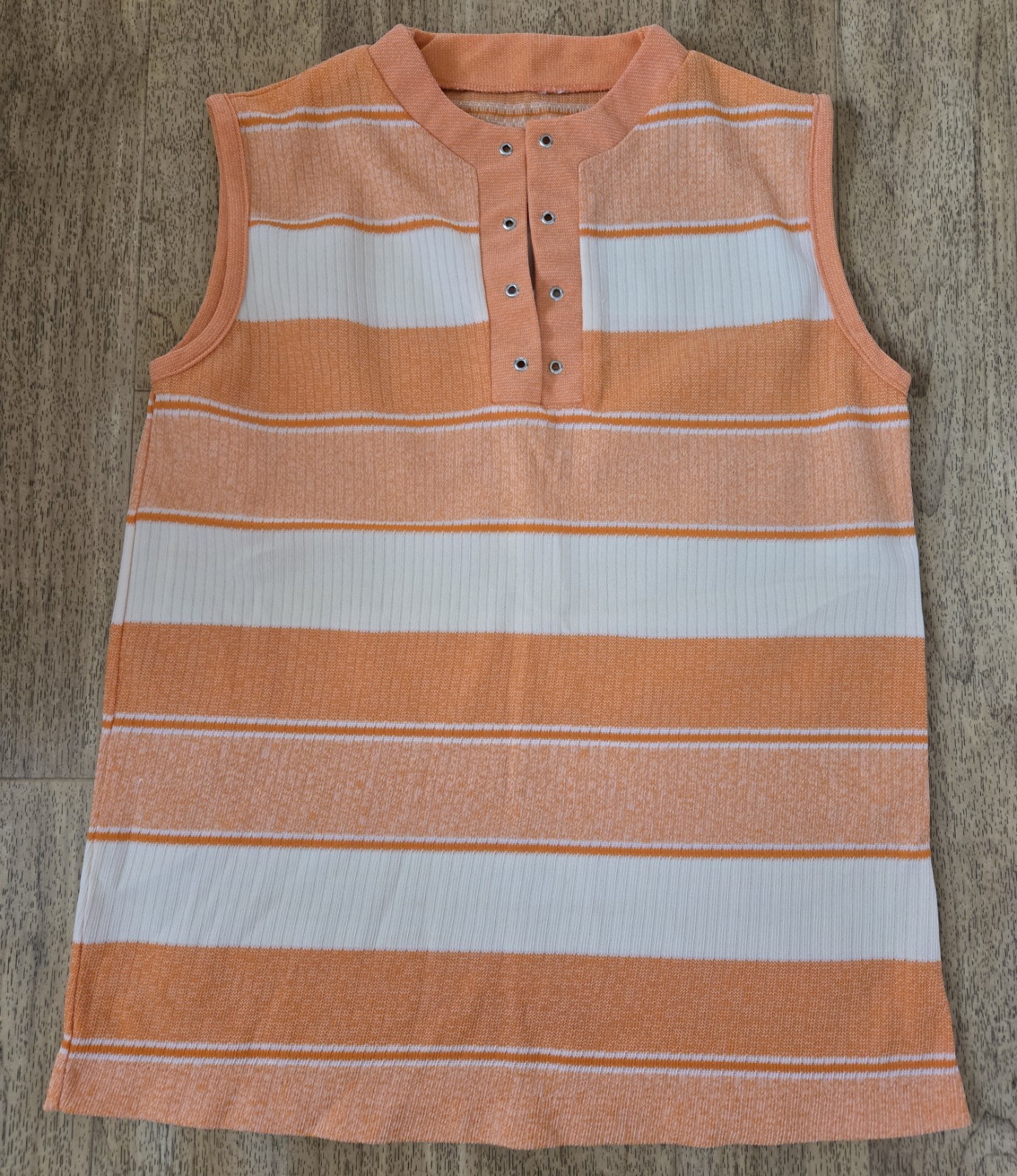 Vintage 1960s Mod Orange White Stripe Polyester Top Women’s Size M