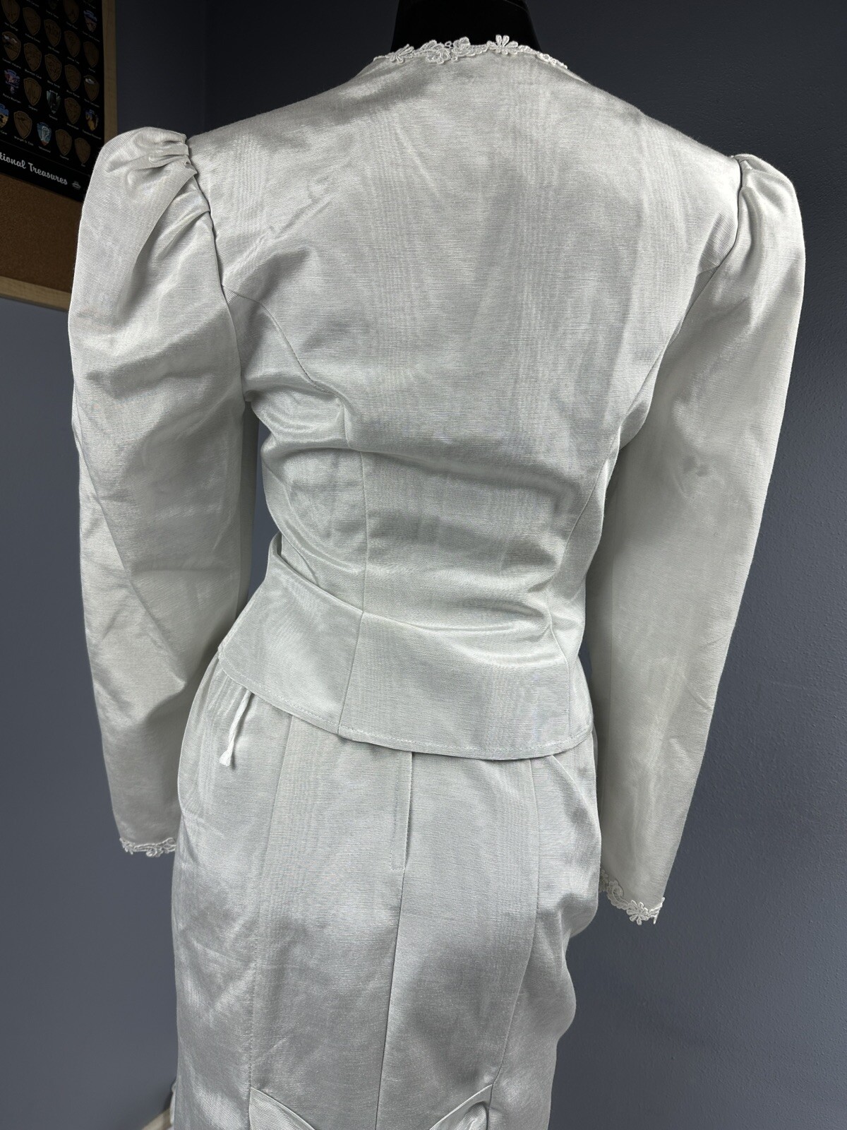Vtg 2pc Gunne Sax By Jessica McClintock Jacket & Skirt Outfit Set Pale Gray 5/6