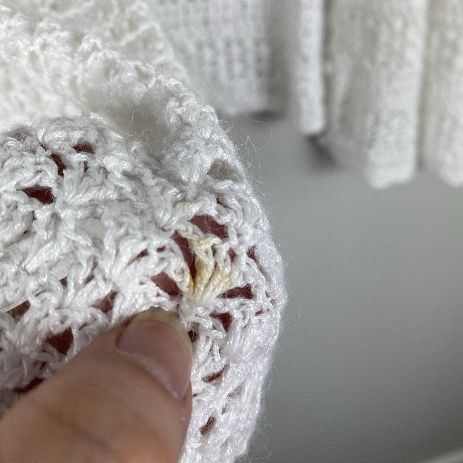 Vintage Crochet Top Button Cardigan 3X White 90s Y2K Boho Festival Cottagecore