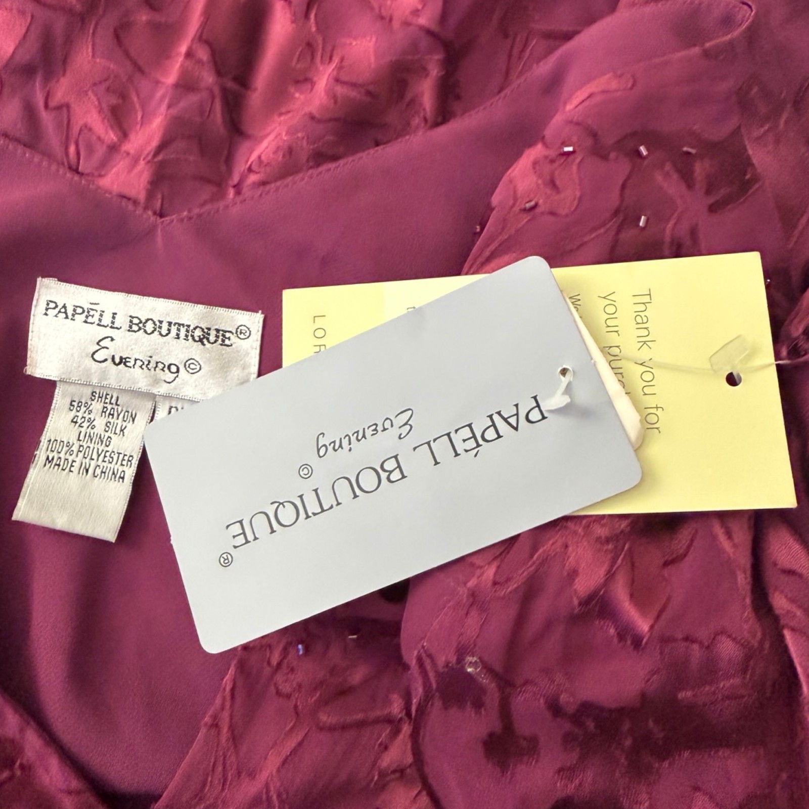 Vintage Magenta Beaded Silk/Rayon Jacquard Blouse Size Medium 90s Whimsygoth