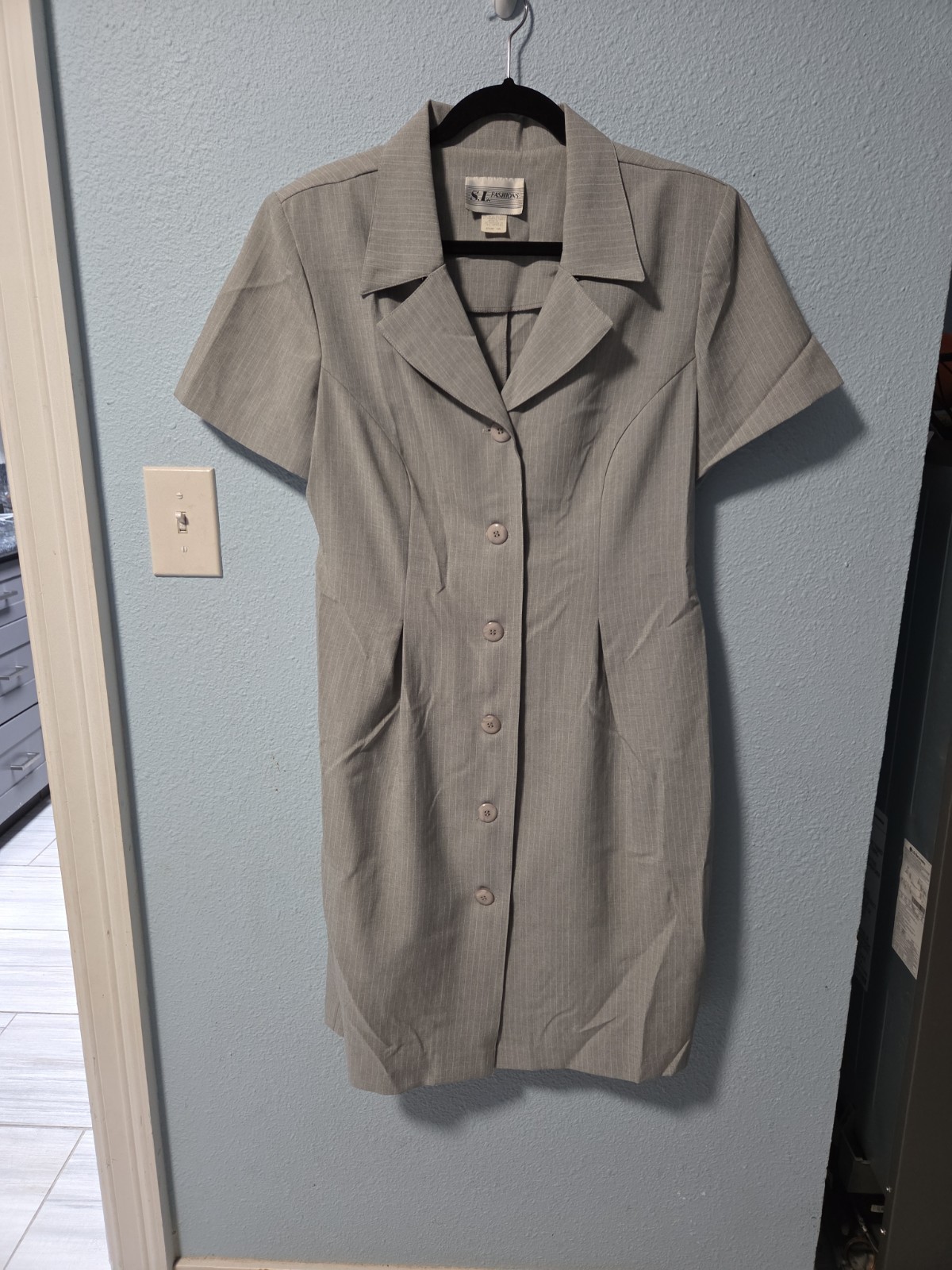 vintage S.L. Fashions button-front sheath dress Grey Size 18