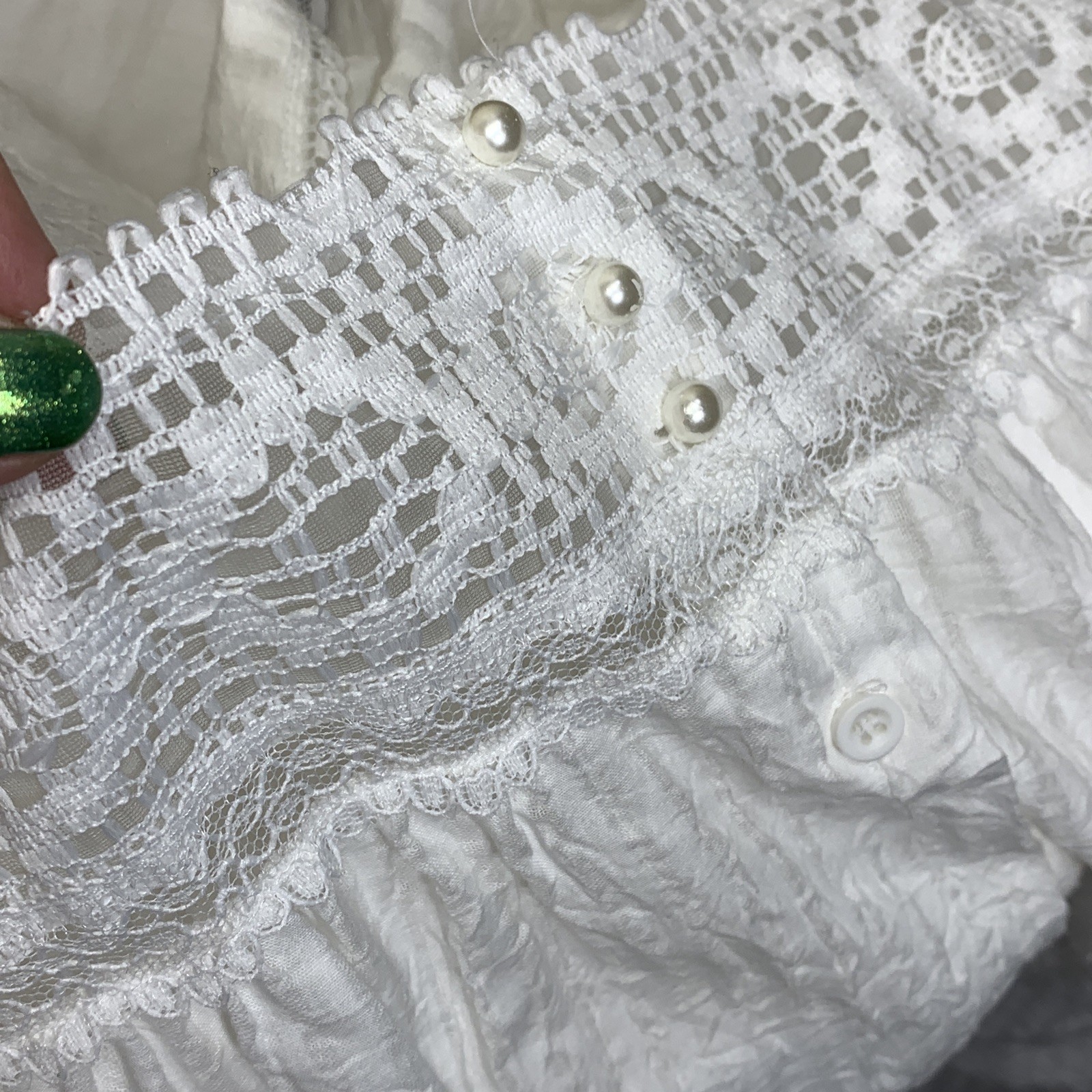 Vintage Willow Creek White Lace Dress Gown Robe Large Cottagecore Prairie Ruffle