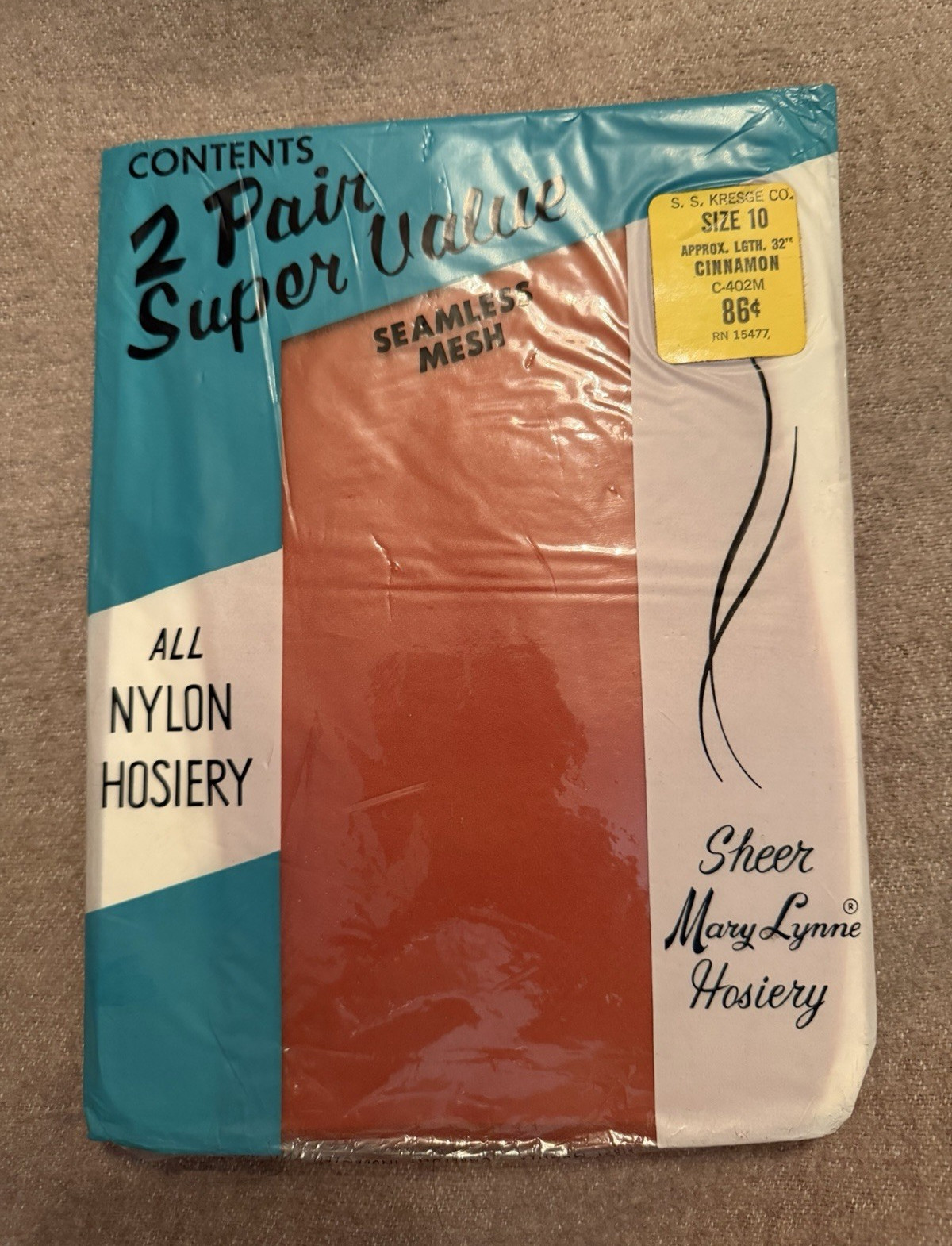 VTG new Mary Lynne Hosiery Sheer Seamless Nylon Hose Cinnamon Size 10 2 Pair