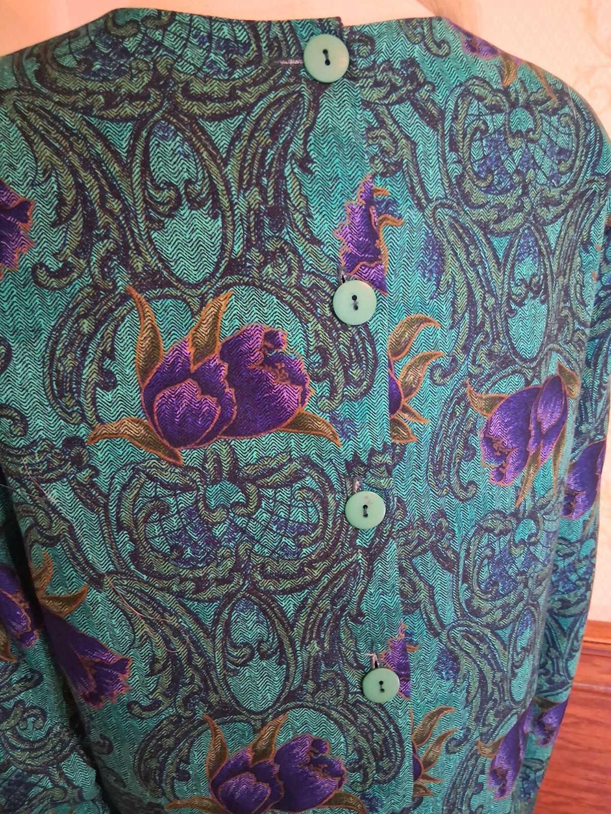 Vintage 1980s JJ Nicole Jewel Tone 2-Piece Puff Sleeve Mob Wife Secretary Dress