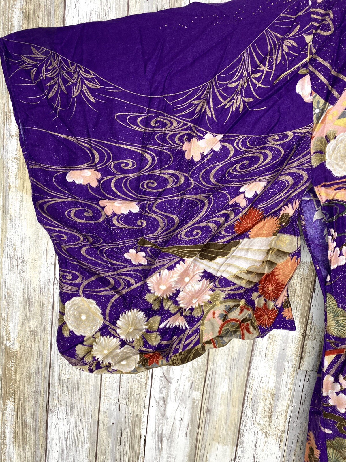 VTG Ichiban Kimono Robe Novelty Print Floral Jacket House Coat Lounge