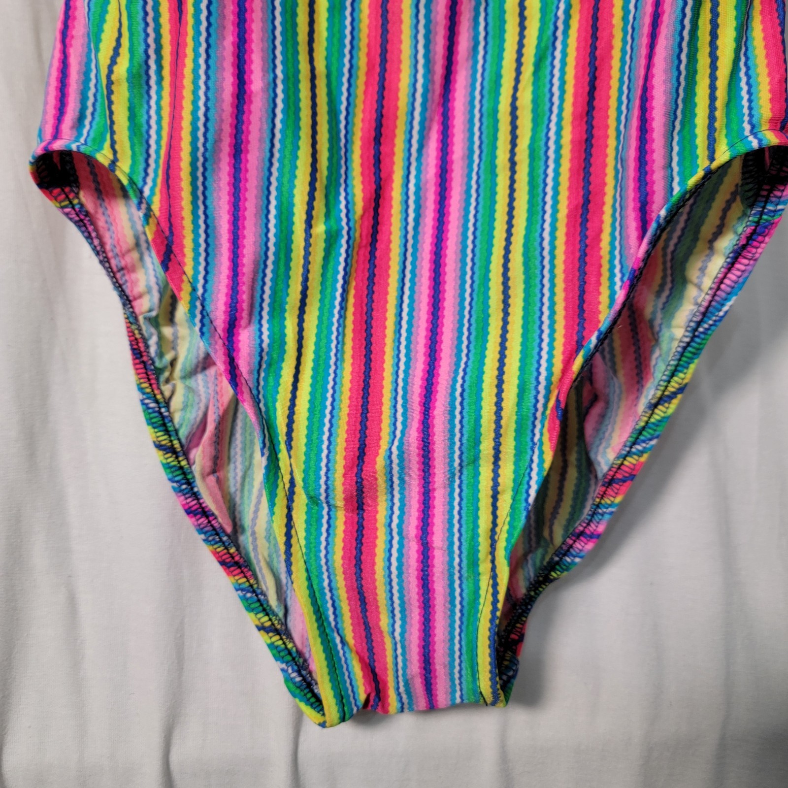Vintage 80s SUNRAYS Neon Hi Cut One Piece Good Elastic Glow Party READ!