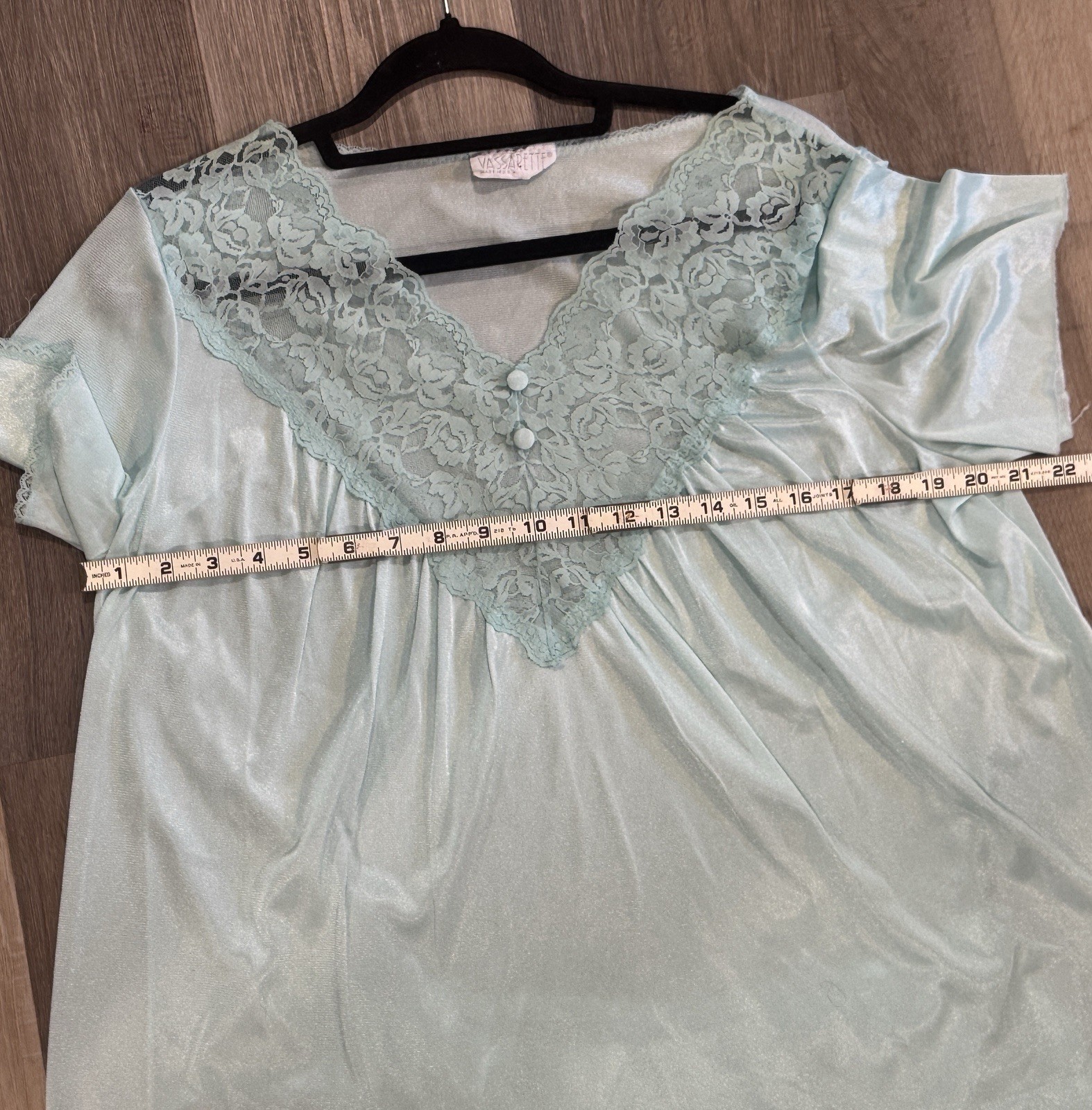 Vintage Vasarette Baby Blue Pajama Set Short Sleeve Pants Sz L