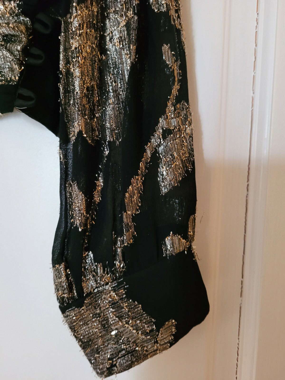 Vintage P.C.F Petite Size 12 by Donald Curtis 80-90’s Black Gold Blouse Top USA