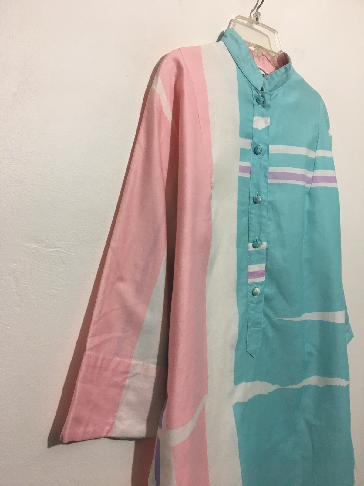 Vtg Catherine Ogust Penthouse Gallery Burma Dress Nehru Collar• Retro Abstract