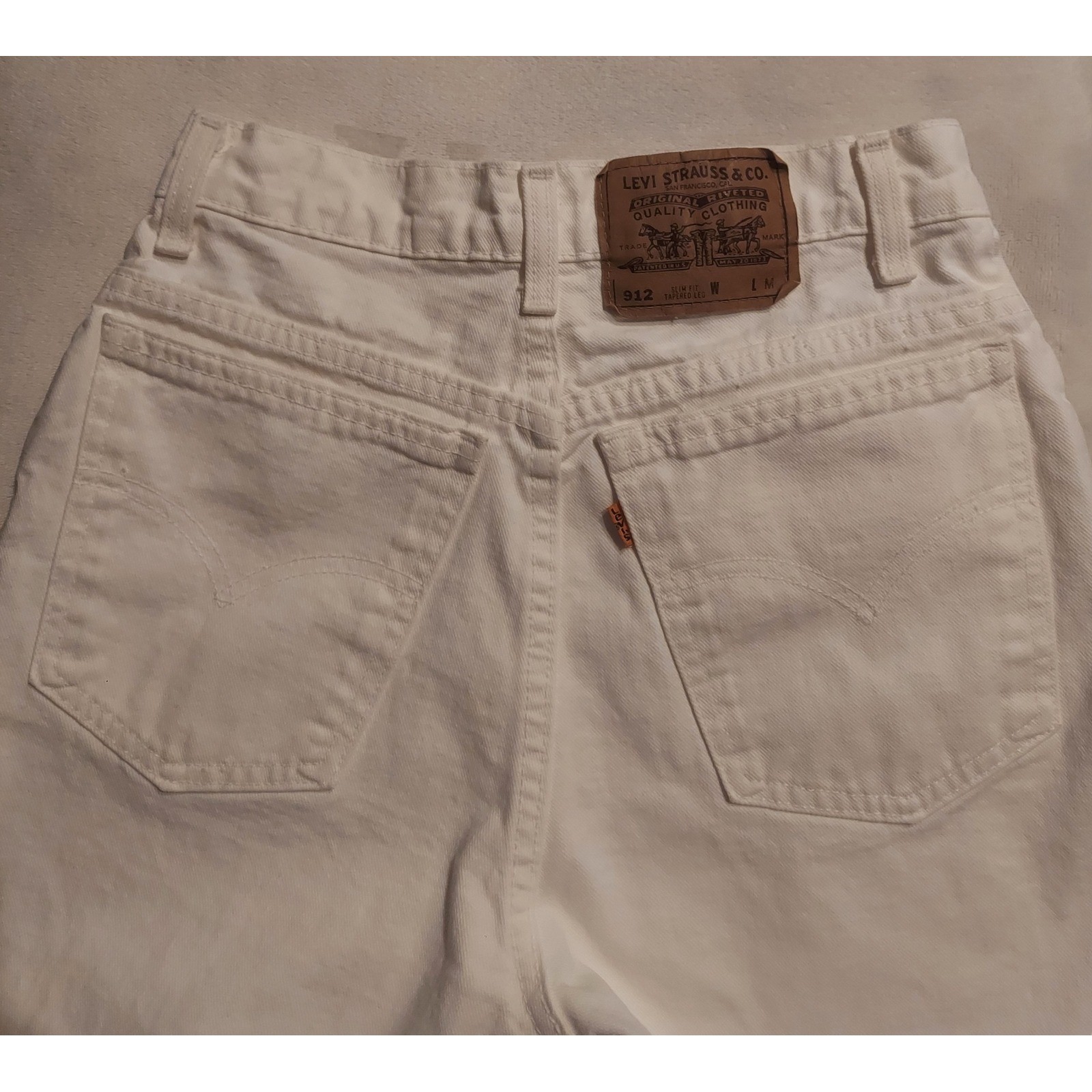 Levis Womens 90s Vintage 912 White Denim High Rise Jeans Made in USA Size 26/30