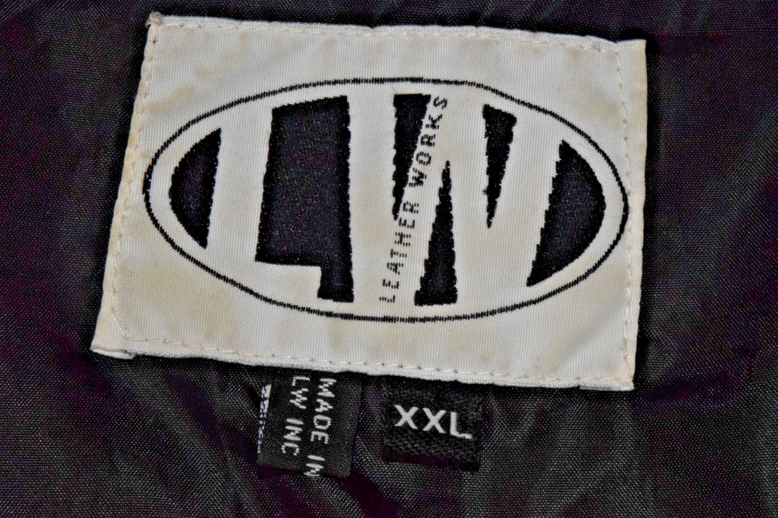 Vintage Leather Jacket Leather Works Size XXL 90s L Glossy Black Patchwork