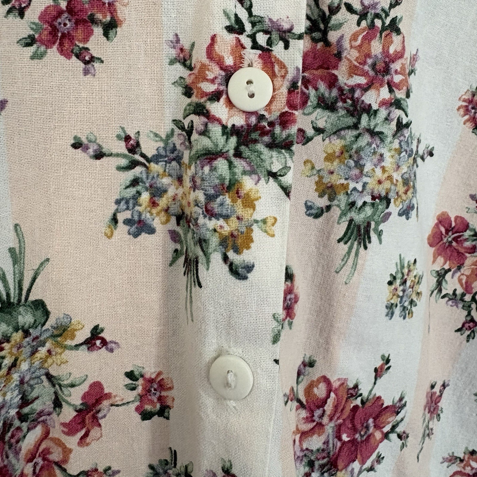 Vintage Act III Floral Stripe Casual Shirt Single Stitch Button Down Cotton USA