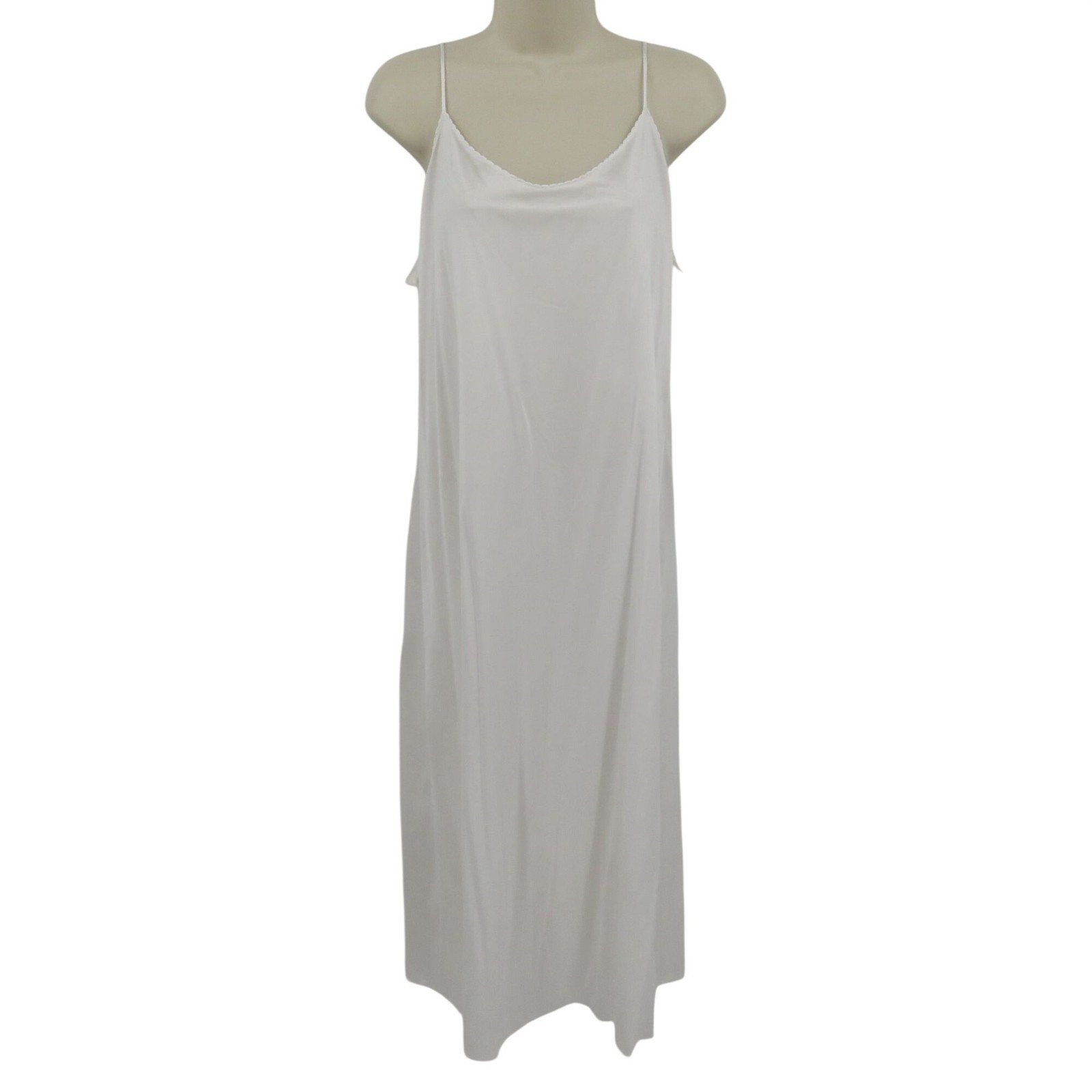 Vassarette Women Size 38 Style 10-008 Solid White Scallop Trim Slip Dress Nylon