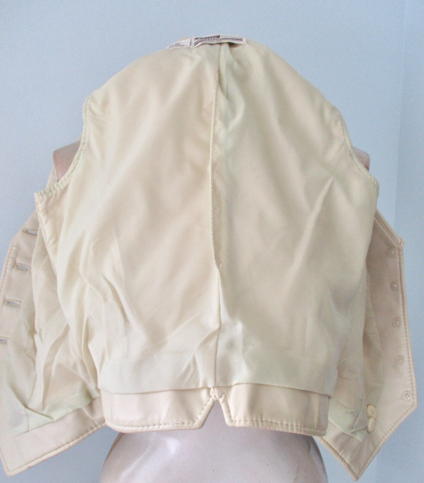 Vtg 70s 80s Beige Pleather Faux Leather Disco Vest Side Buckle Belts Washable 12