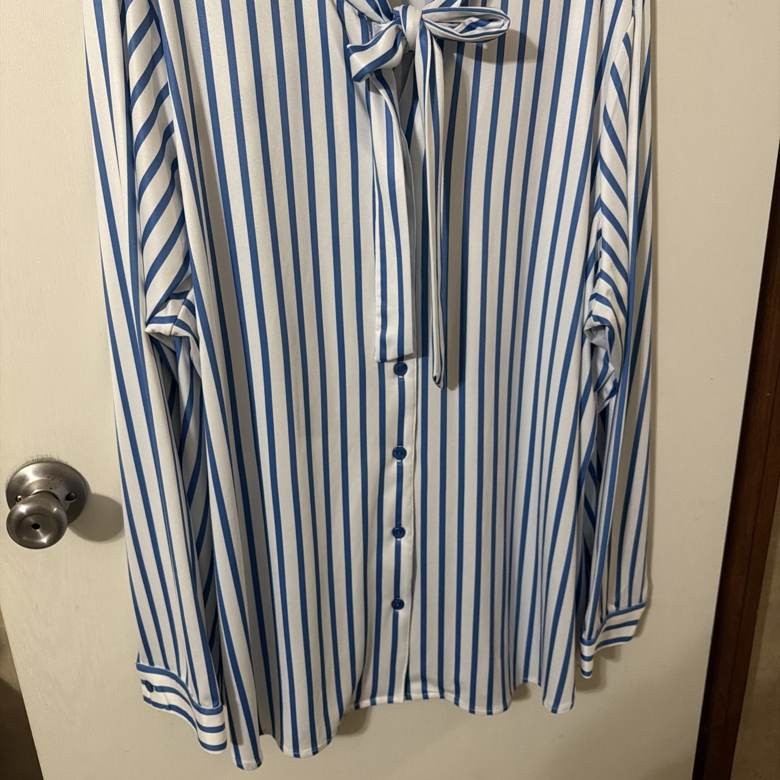 Vintage Koret Blouse Blue Striped Sailor Tie Size 2X