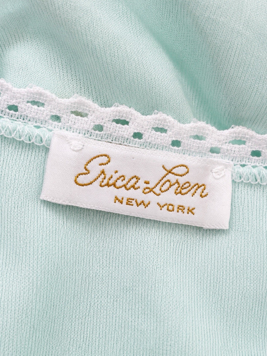 VTG 1980s Erica-Loren Granny Gown Light Mint Green Quilted Yoke Medium