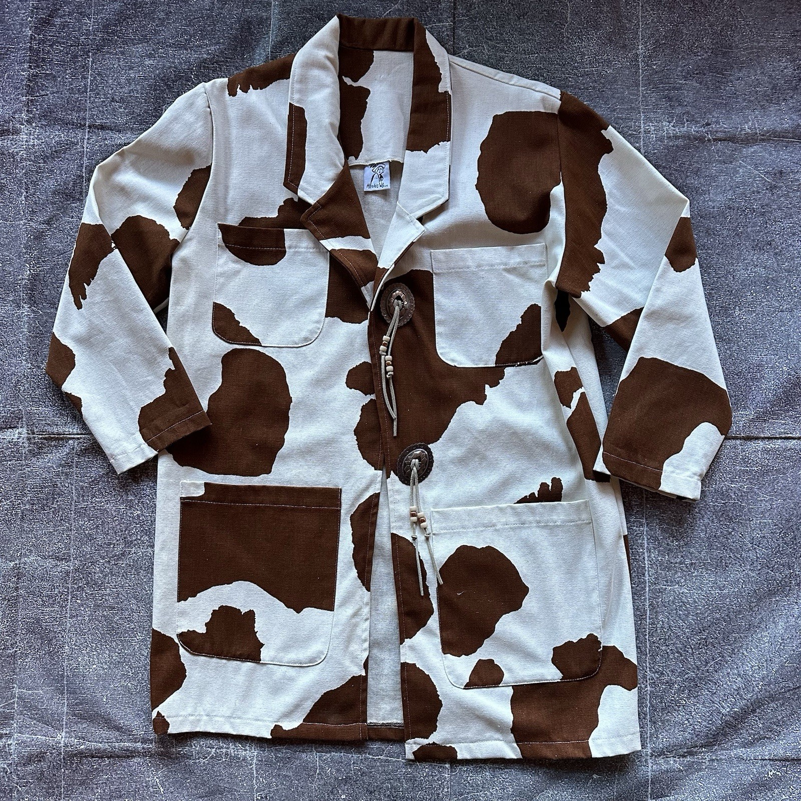 Women’s Vintage 80’s Alfredo’s Wife Cow Print Handmade Chore Coat Jacket Sz L
