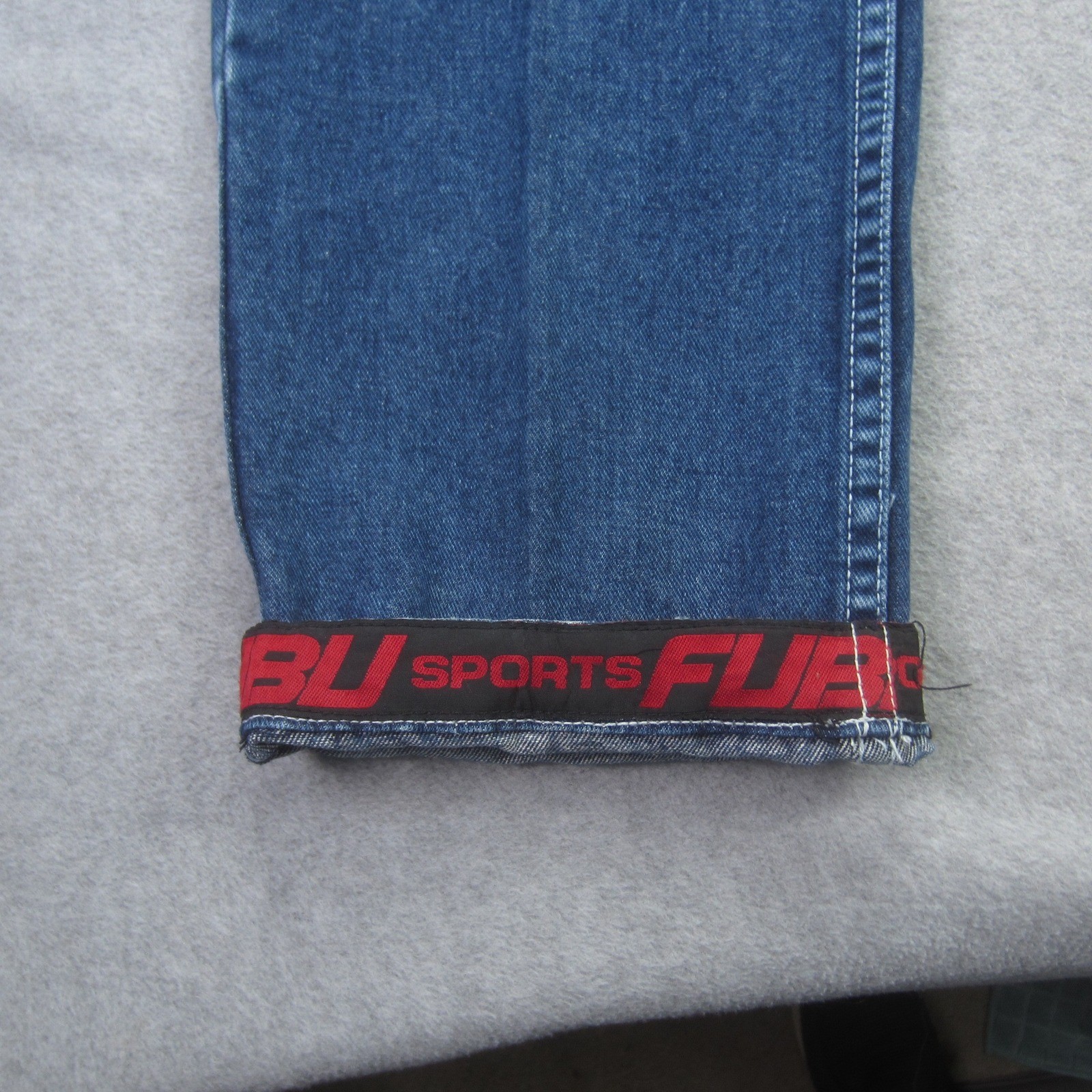 Vintage FUBU The Collection Jeans Womens 9 /10 Blue Straight Leg Logo Y2k