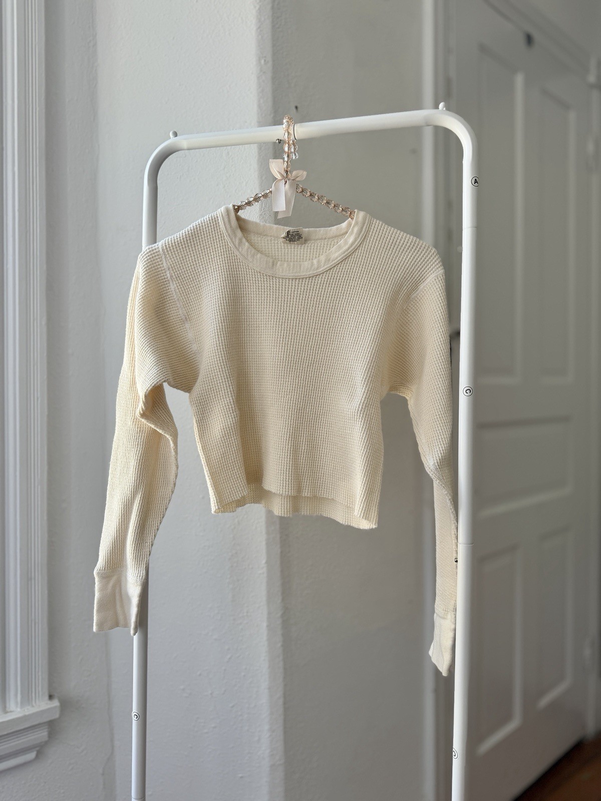 Vintage Northwest Territory off white waffle thermal top 100% cotton cropped