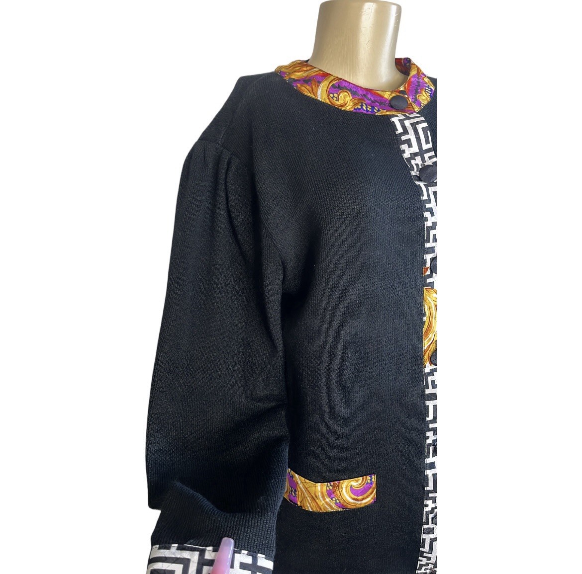 Vintage 80s Anastasia Baroque Print Sweater Cardigan
