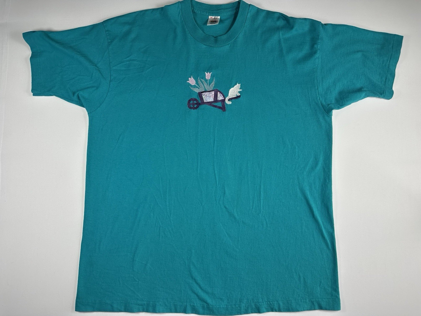 Vintage FOTL Single Stitch Made In USA T-Shirt Embroidered Cat XXL 2XL *See Pic