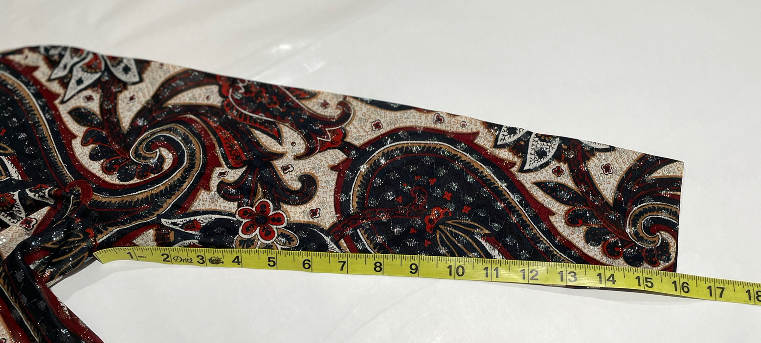 Vintage 1970s Hostess Dress Paisley Metallic Long Maxi 100 Parkhouse SZ M