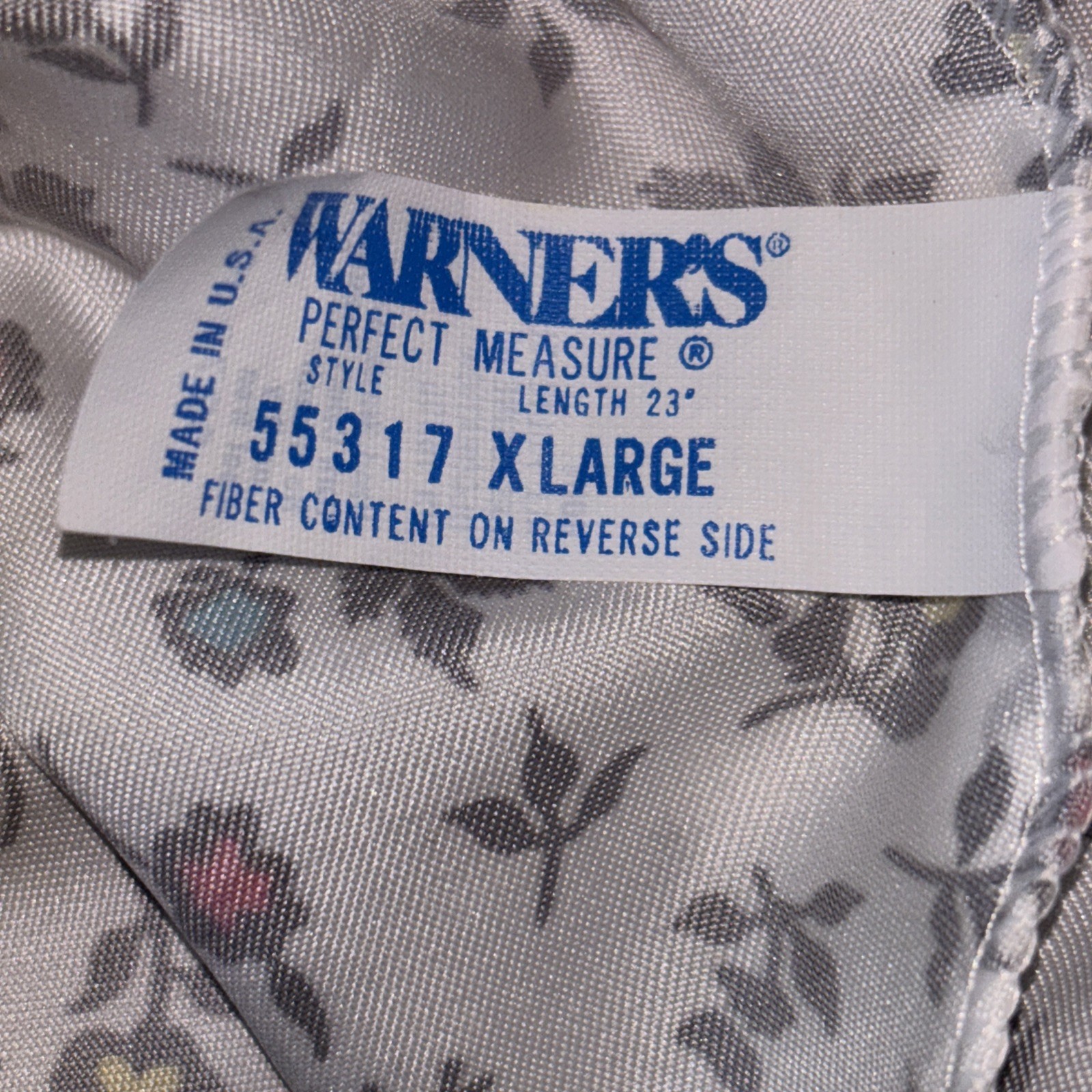 Warners Perfect Fit Half Slip Elastic Waist Satin Slit Lace Floral Vintage XL