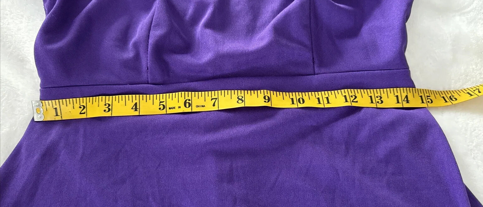 VTG Sylvia Ann Royal Purple Dress Gown Long Sleeve Ruffle Neck & Hem Bridesmaid
