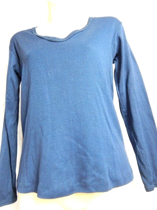 Vintage USA Sportique Navy Sport Thin Tee Shirt Blouse Northern Soul Mod Boho M