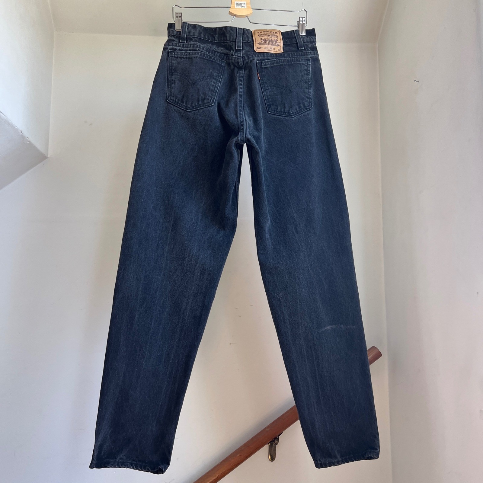 Vintage Levis 560 Loose Fit Tapered Leg Jeans W34 L34 Black High Rise USA Made