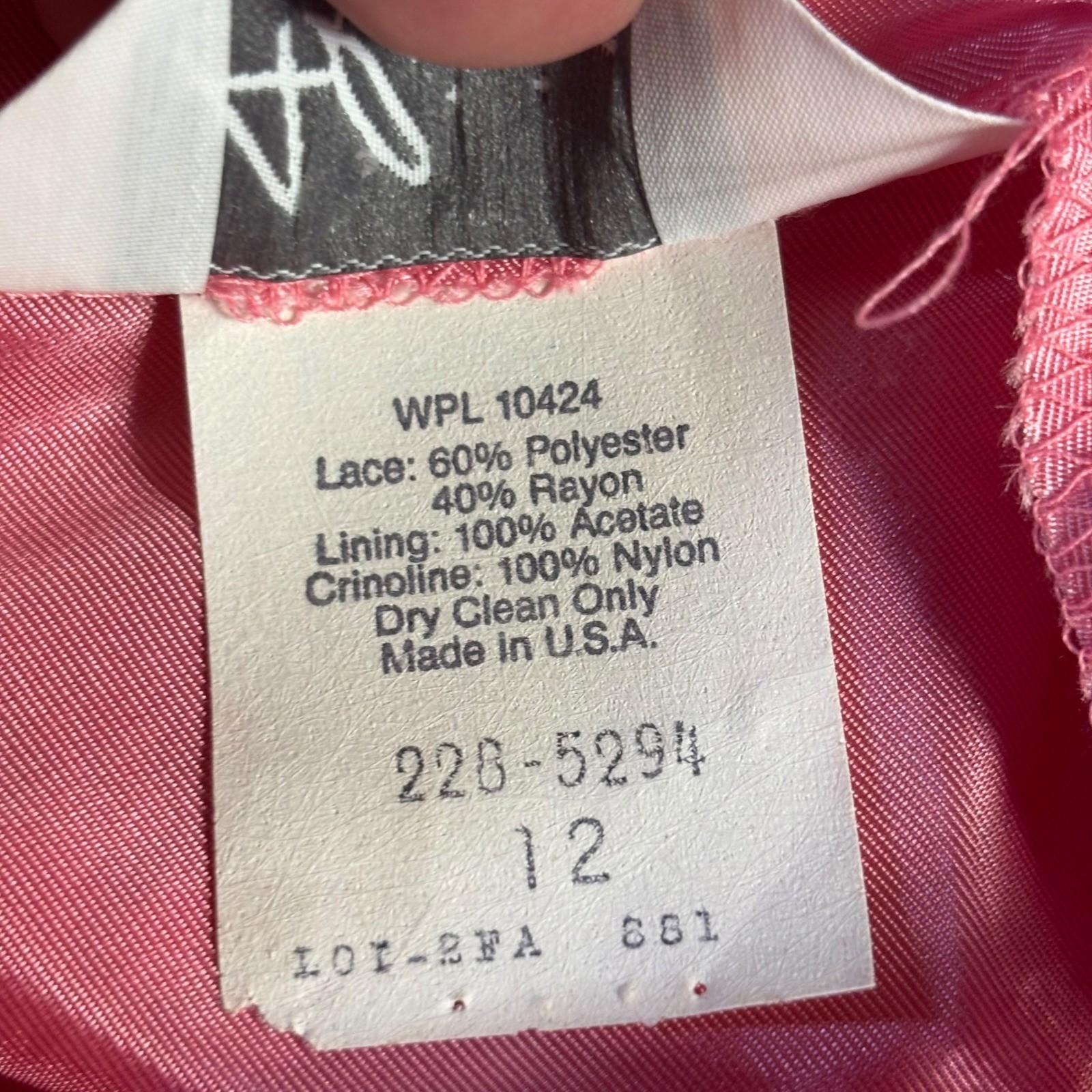 VTG Alicia Pink Lace Party Dress Bubble Hem Crinoline Tea Length Romantic 12 USA