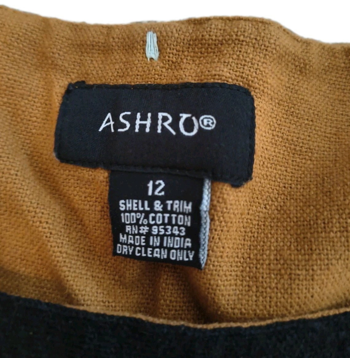 Ashro Vintage Brown Black Trim 2-Piece Skirt Set Size 12 Sleeveless 100% Cotton