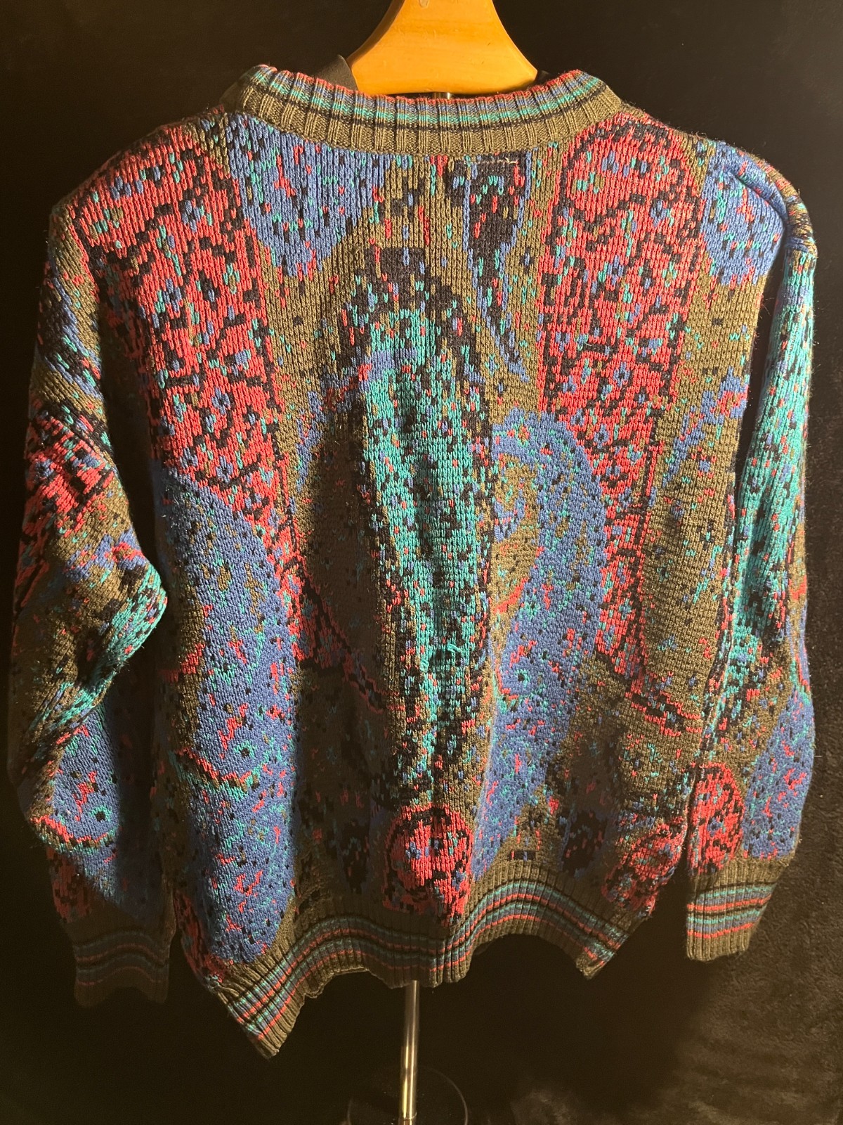 VTG „Work In Progress” Gladys Bagley 80s Sweater Women’s M – Abstract Paisley