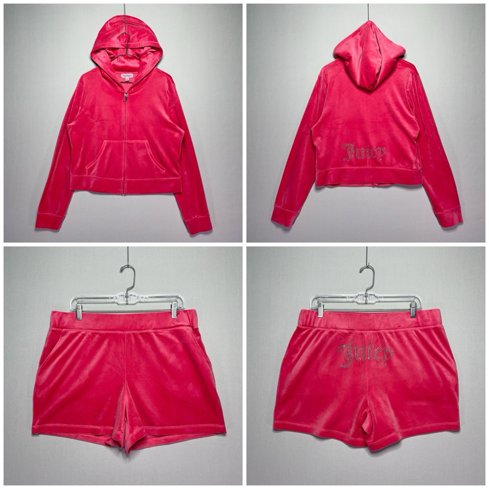 Juicy Couture Velour Jacket / Shorts Set – Hot Pink – Gemmed – Womens XL