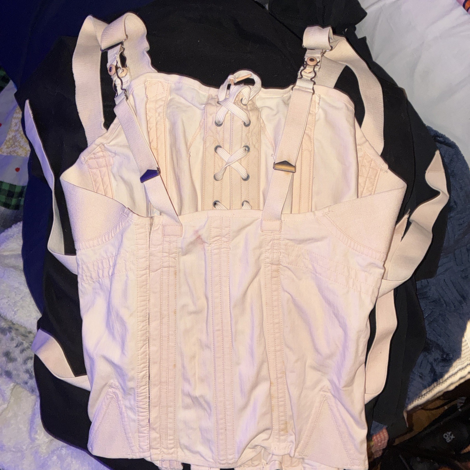 Antique Vintage Fan Lacing 1930’s CAMP Girdle Corset, Pink Peach