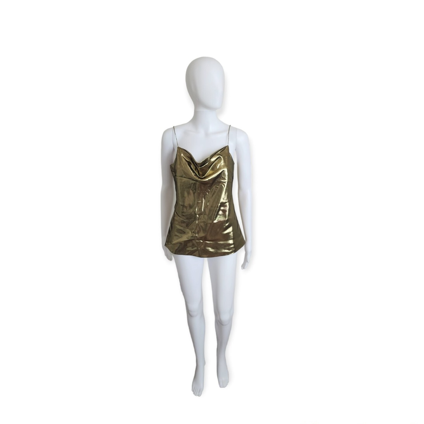 Vintage 80s Carlisle Gold Lame Disco spaghetti strap top 8