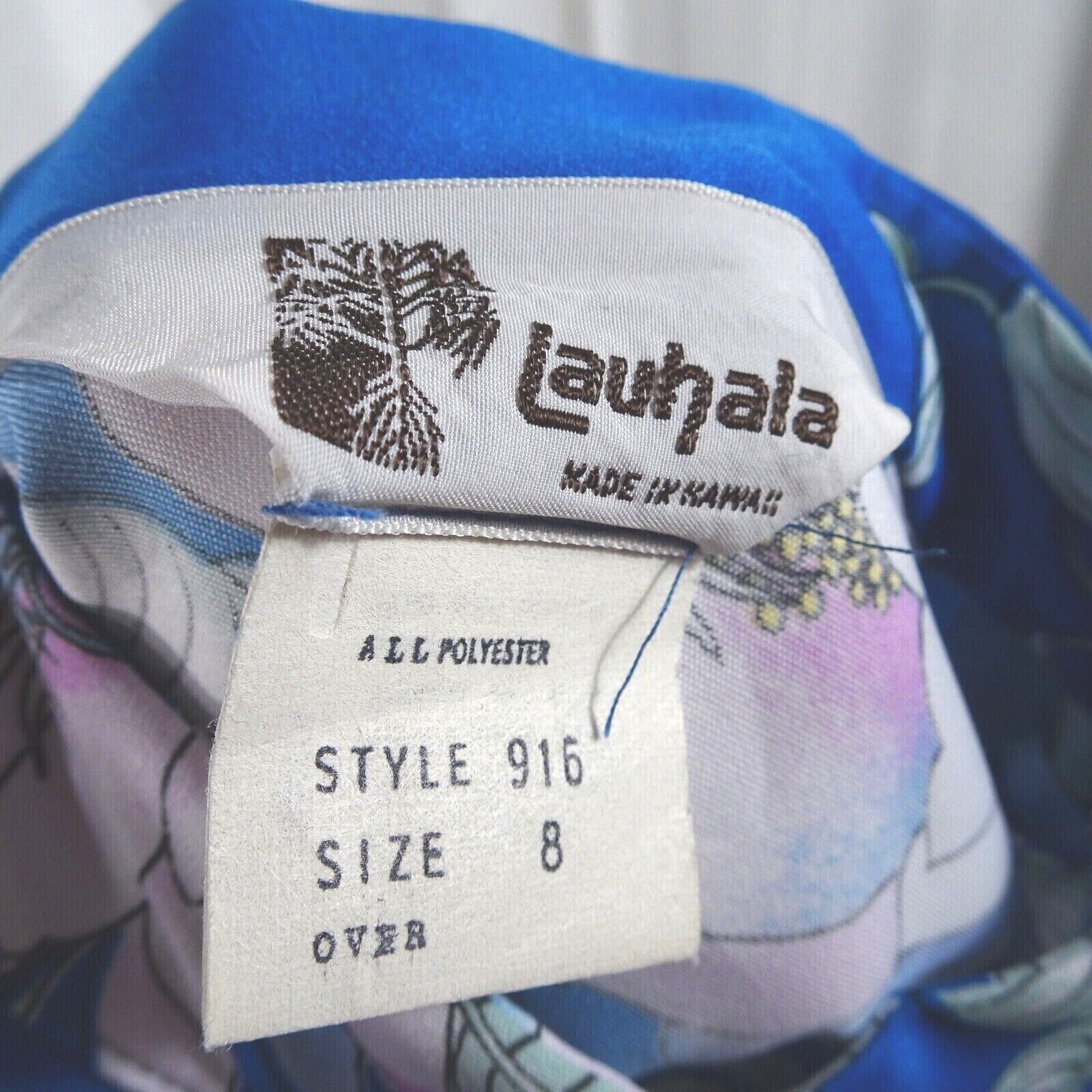 Vintage Lauhala Hawaiian Top Blouse Sz 8 Mandarin Collar Frog Closures