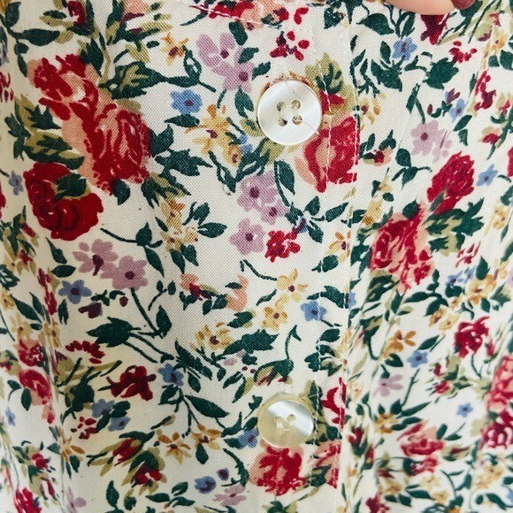 Pellini VTG 90s Y2K Floral Romper Size 5/6 Junior Cottagecore Pleated Pockets
