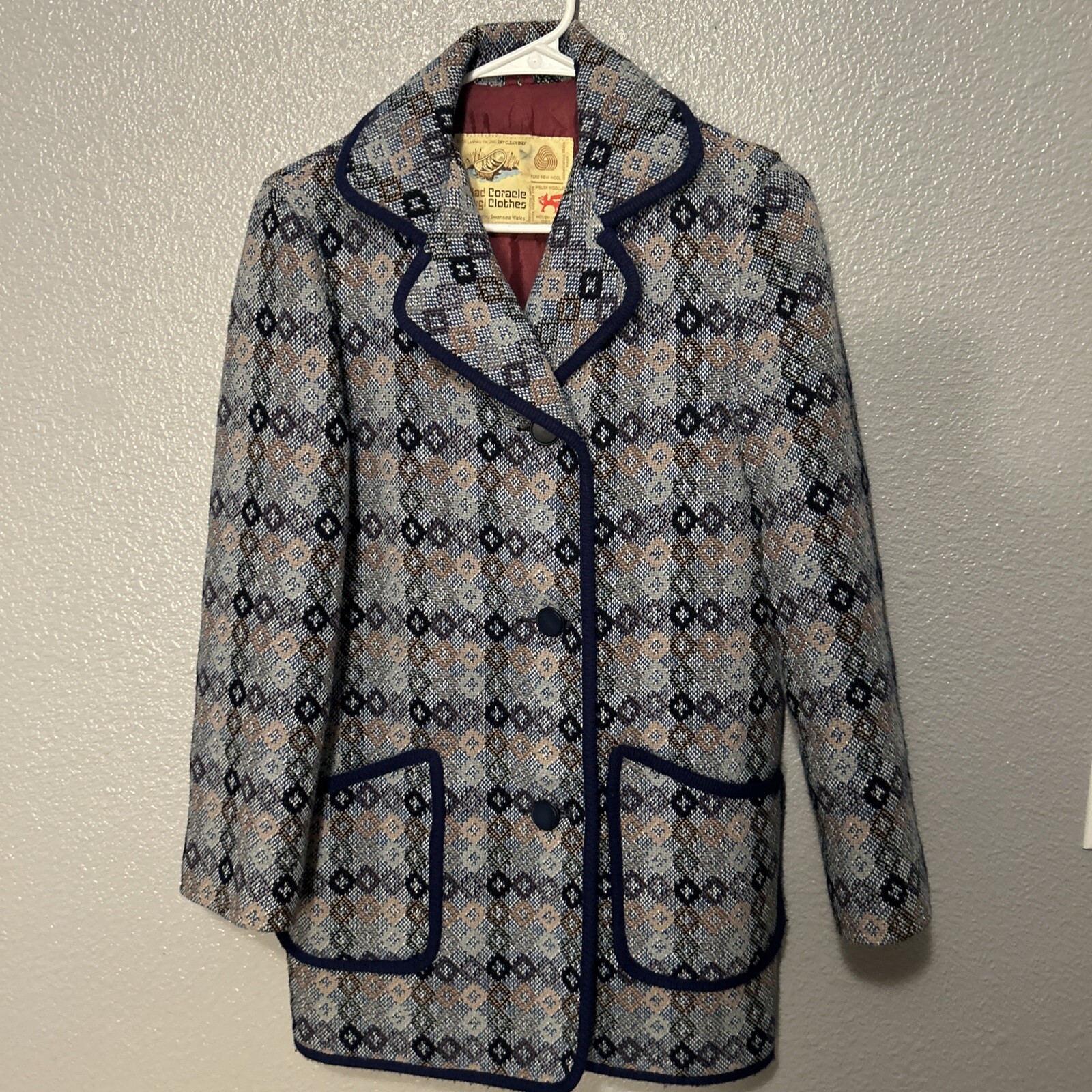 VTG 60’S CORACLE CLOTHES DILLAD CORWGL WELSH WOOLENS WALES MOD COAT FITS S-M