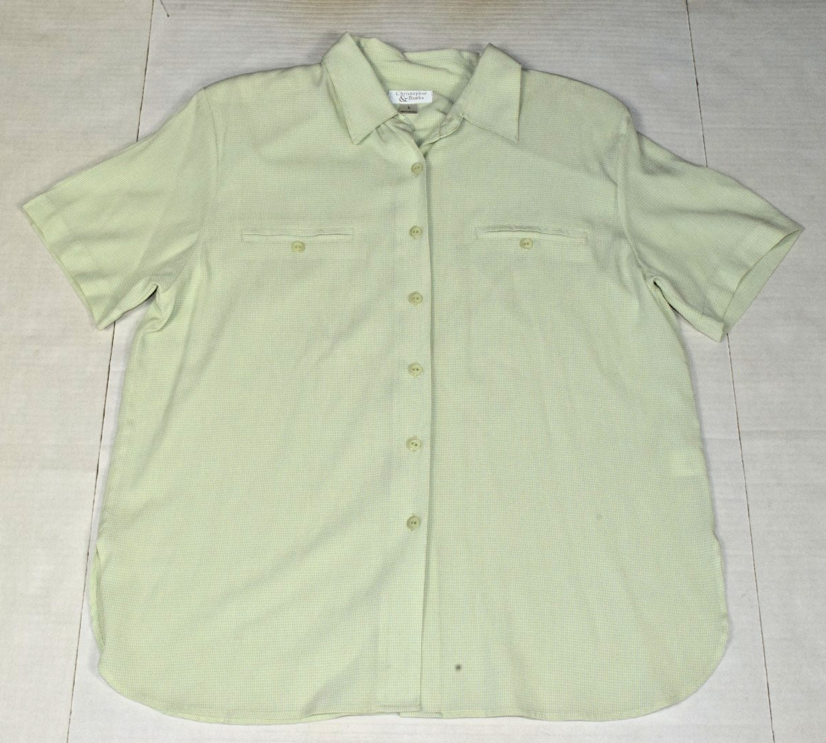 VTG Shirt Christopher & Banks Size L 80s Retro MCM Avocado Check Shoulder Pads