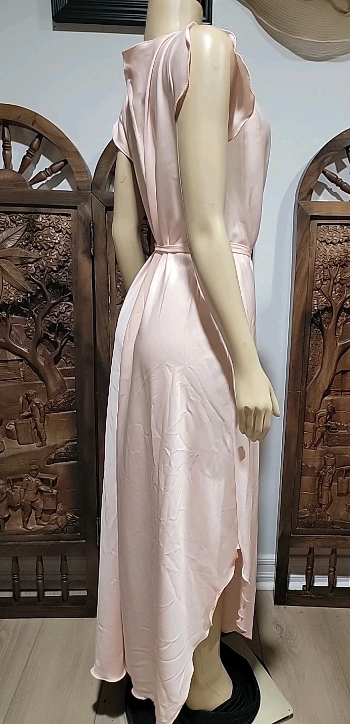 Vintage Georgette Trabolsi Neiman Marcus Pink M Belted Night gown FABULOUS #C